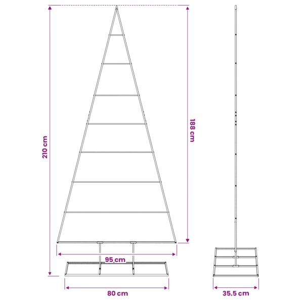 vidaXL Kovový vianočný stromček KUOPIO 210 cm Kov Čierna – Obrázok 7