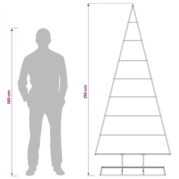 vidaXL Kovový vianočný stromček KUOPIO 210 cm Kov Čierna – Obrázok 8