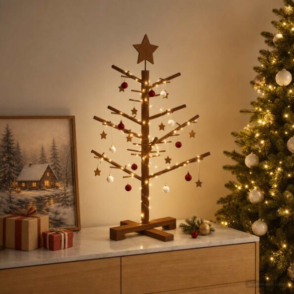 vidaXL Drevený vianočný stromček 75 cm – Obrázok 3