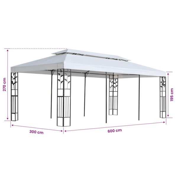 vidaXL Plachta na altánok Biela 300 x 600 cm Polyester – Obrázok 3