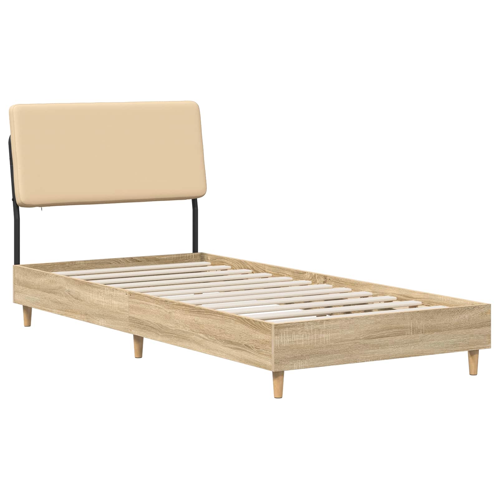 8001823_1.jpg vidaXL Jednolôžková posteľ s čelom Dub sonoma a krémová 90 x 200 cm – Obrázok 1