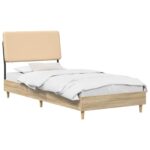 vidaXL Jednolôžková posteľ s čelom Dub sonoma a krémová 90 x 200 cm – Obrázok 2