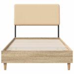 vidaXL Jednolôžková posteľ s čelom Dub sonoma a krémová 90 x 200 cm – Obrázok 3