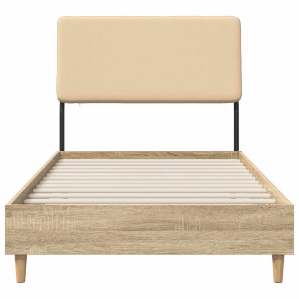 vidaXL Jednolôžková posteľ s čelom Dub sonoma a krémová 90 x 200 cm – Obrázok 3