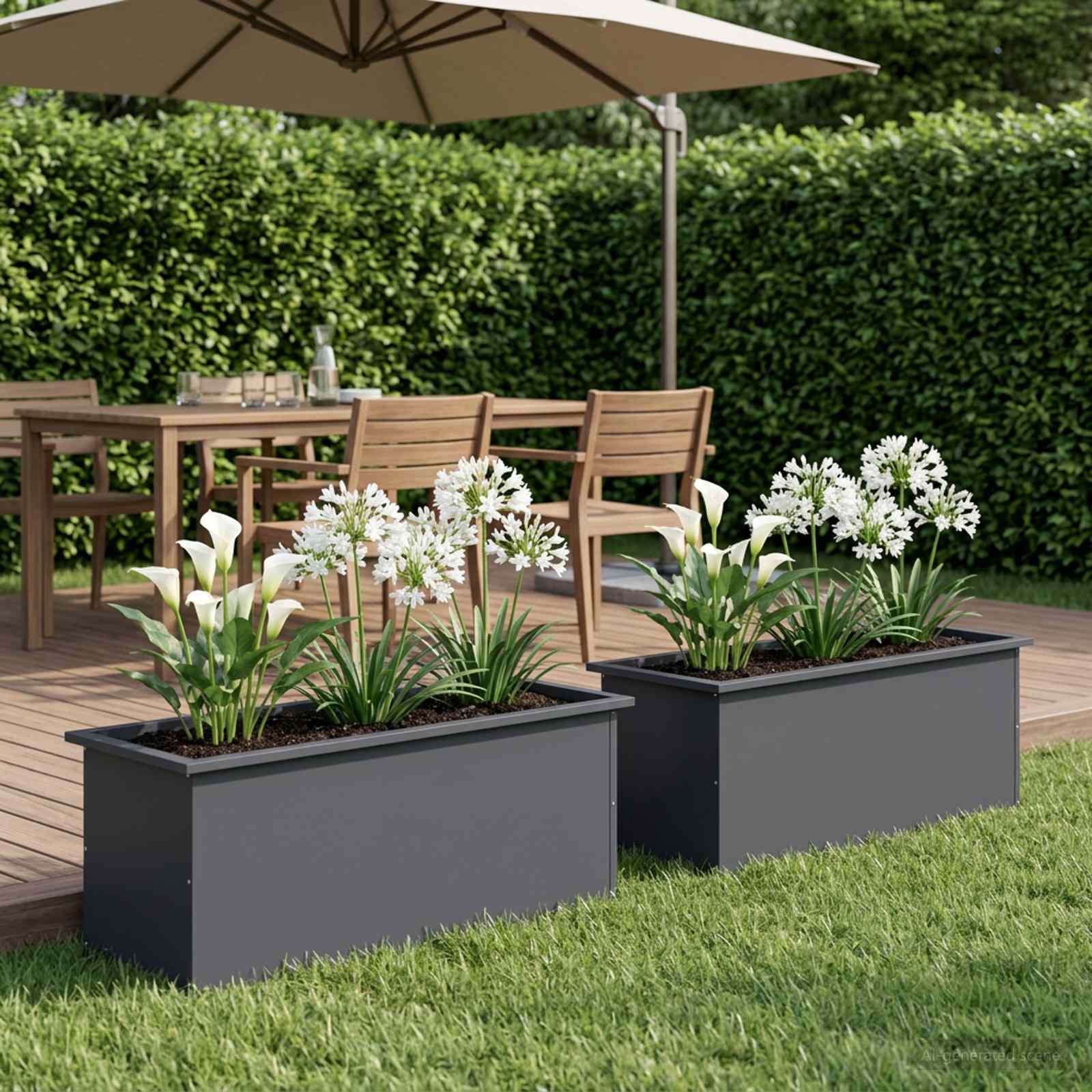 8008173_1.jpg vidaXL Záhradný kvetináč s LED 2 ks Antracit 40 x 100 x 40 cm Oceľ – Obrázok 1