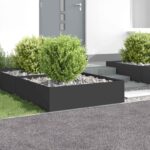 vidaXL Obrubník trávnika 4 ks 100 x 100 x 35 cm Oceľ Čierna