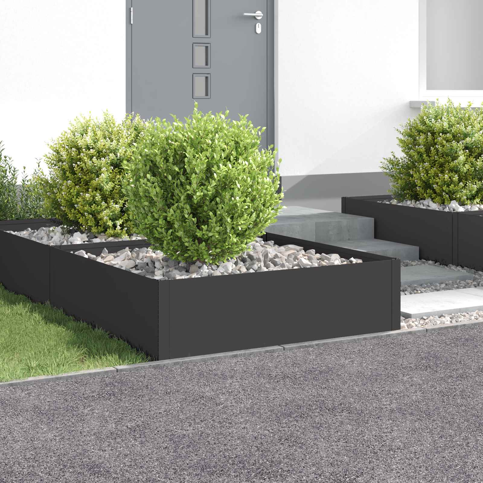 8008974_1.jpg vidaXL Obrubník trávnika 4 ks 100 x 100 x 35 cm Oceľ Čierna – Obrázok 1