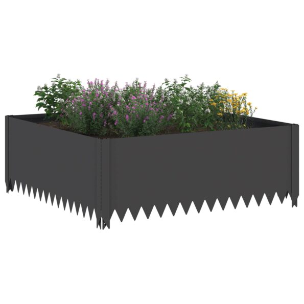 vidaXL Obrubník trávnika 4 ks 100 x 100 x 35 cm Oceľ Čierna – Obrázok 3