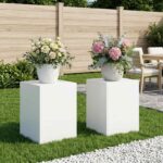 vidaXL Stojan na rastliny 2 pcs Biela 30 x 30 x 40 cm Oceľ