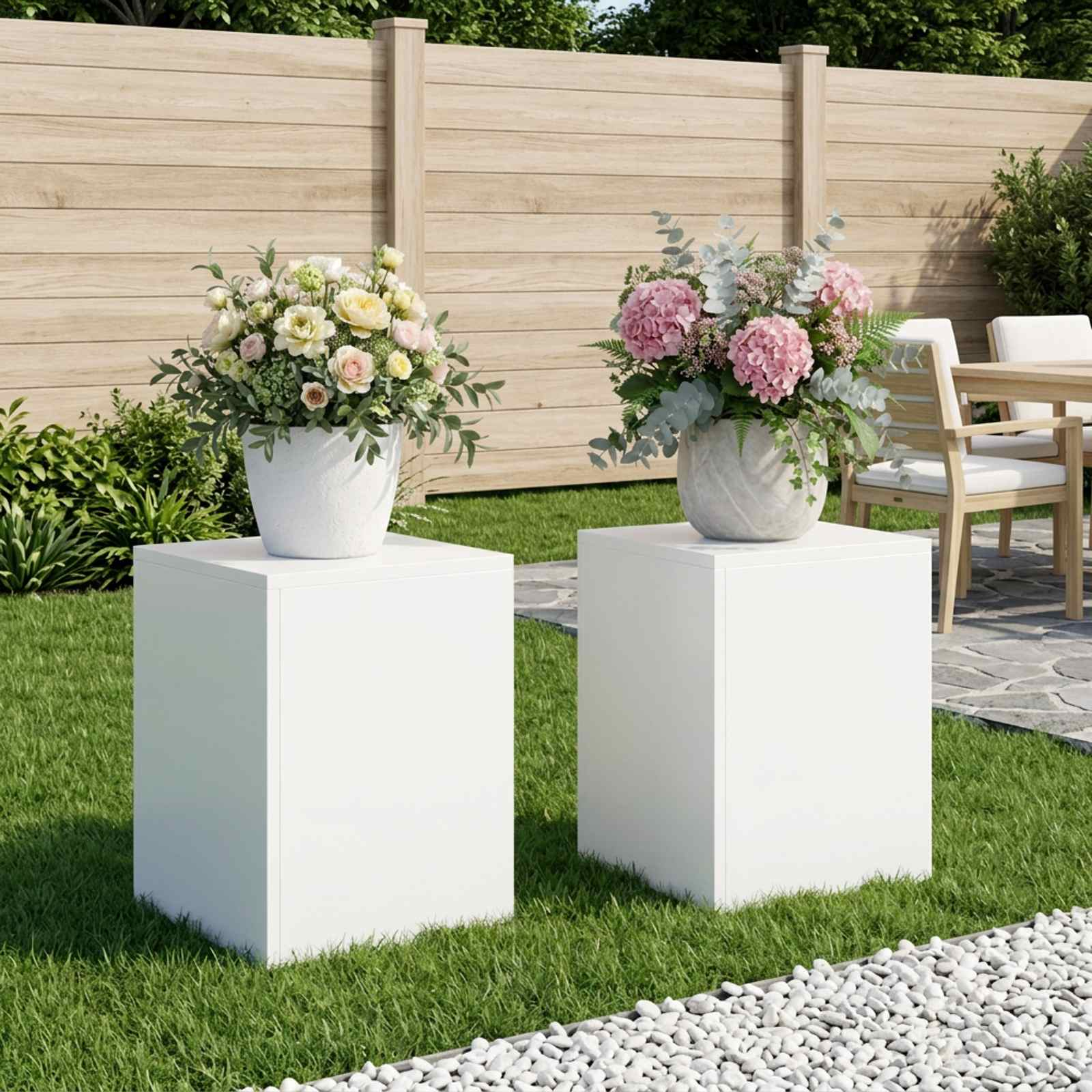 8012463_1.jpg vidaXL Stojan na rastliny 2 pcs Biela 30 x 30 x 40 cm Oceľ – Obrázok 1