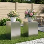 vidaXL Stojan na rastliny 2 pcs Strieborná 30 x 30 x 40 cm Oceľ