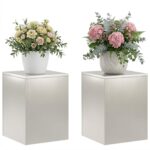 vidaXL Stojan na rastliny 2 pcs Strieborná 30 x 30 x 40 cm Oceľ – Obrázok 3