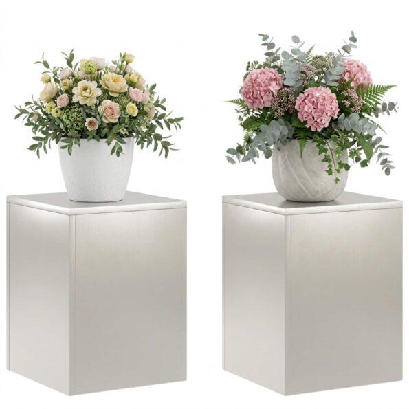 vidaXL Stojan na rastliny 2 pcs Strieborná 30 x 30 x 40 cm Oceľ – Obrázok 3