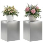 vidaXL Stojan na rastliny 2 pcs Strieborná 30 x 30 x 40 cm – Obrázok 3