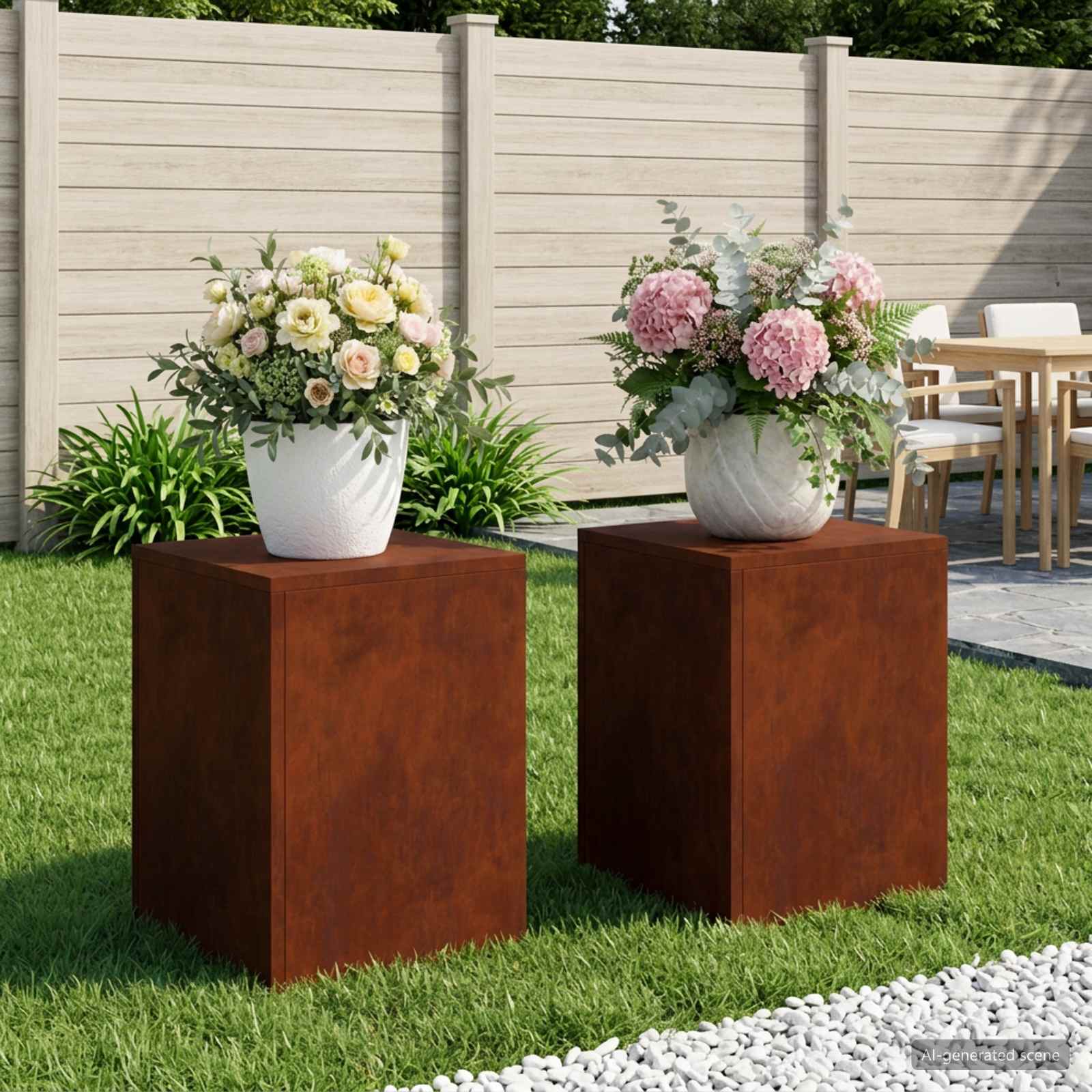 8012473_1.jpg vidaXL Stojan na rastliny 2 pcs Hrdzavý 30 x 30 x 40 cm – Obrázok 1