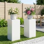 vidaXL Stojan na rastliny 2 pcs Biela 30 x 30 x 60 cm Oceľ