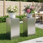 vidaXL Stojan na rastliny 2 pcs Strieborná 30 x 30 x 60 cm Oceľ