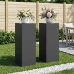 vidaXL Stojan na rastliny 2 pcs Čierna 30 x 30 x 80 cm Oceľ