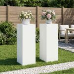 vidaXL Stojan na rastliny 2 pcs Biela 30 x 30 x 80 cm Oceľ