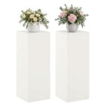 vidaXL Stojan na rastliny 2 pcs Biela 30 x 30 x 80 cm Oceľ – Obrázok 3