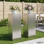 vidaXL Stojan na rastliny 2 pcs Strieborná 30 x 30 x 80 cm Oceľ