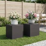 vidaXL Stojan na rastliny 2 pcs Čierna 40 x 40 x 40 cm Oceľ
