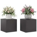 vidaXL Stojan na rastliny 2 pcs Čierna 40 x 40 x 40 cm Oceľ – Obrázok 3