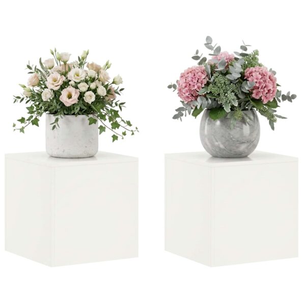 vidaXL Stojan na rastliny 2 pcs Biela 40 x 40 x 40 cm Oceľ – Obrázok 3