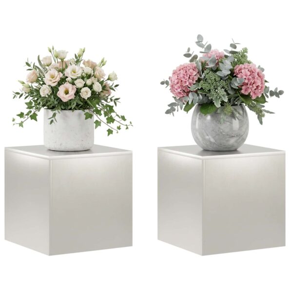 vidaXL Stojan na rastliny 2 pcs Strieborná 40 x 40 x 40 cm Oceľ – Obrázok 3