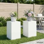 vidaXL Stojan na rastliny 2 pcs Biela 40 x 40 x 60 cm Oceľ