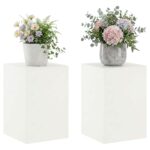 vidaXL Stojan na rastliny 2 pcs Biela 40 x 40 x 60 cm Oceľ – Obrázok 3