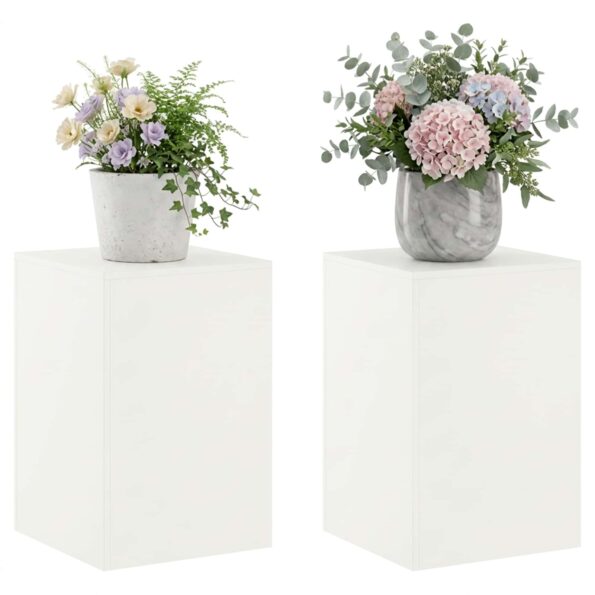 vidaXL Stojan na rastliny 2 pcs Biela 40 x 40 x 60 cm Oceľ – Obrázok 3