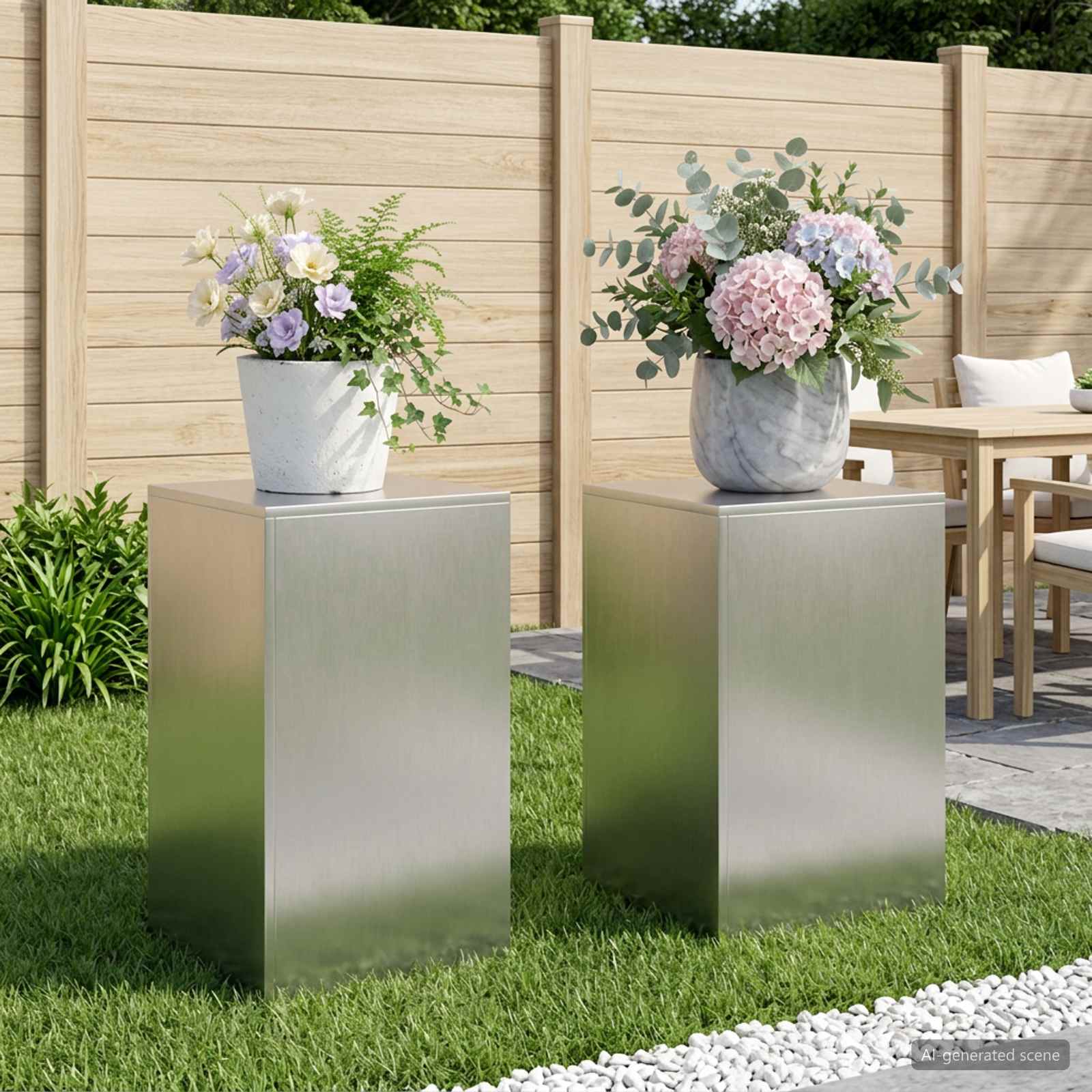 8012539_1.jpg vidaXL Stojan na rastliny 2 pcs Strieborná 40 x 40 x 60 cm Oceľ – Obrázok 1