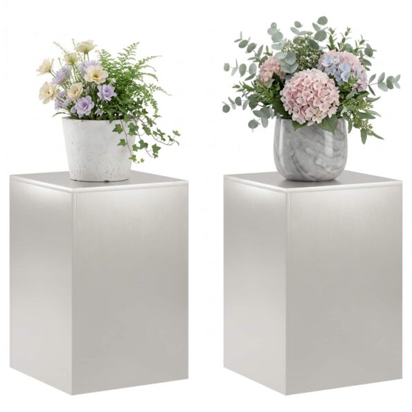 vidaXL Stojan na rastliny 2 pcs Strieborná 40 x 40 x 60 cm Oceľ – Obrázok 3