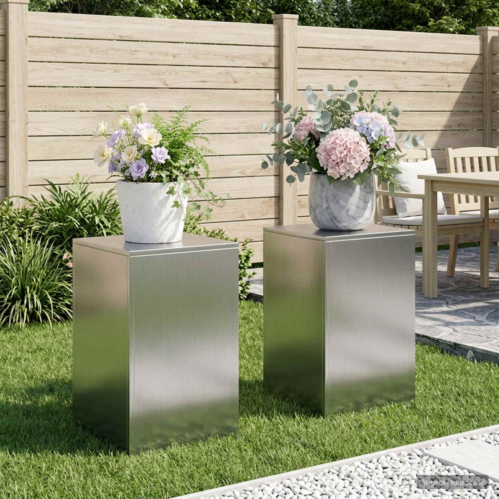 8012541_1.jpg vidaXL Stojan na rastliny 2 pcs Strieborná 40 x 40 x 60 cm – Obrázok 1