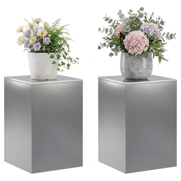 vidaXL Stojan na rastliny 2 pcs Strieborná 40 x 40 x 60 cm – Obrázok 3