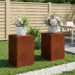 vidaXL Stojan na rastliny 2 pcs Hrdzavý 40 x 40 x 60 cm