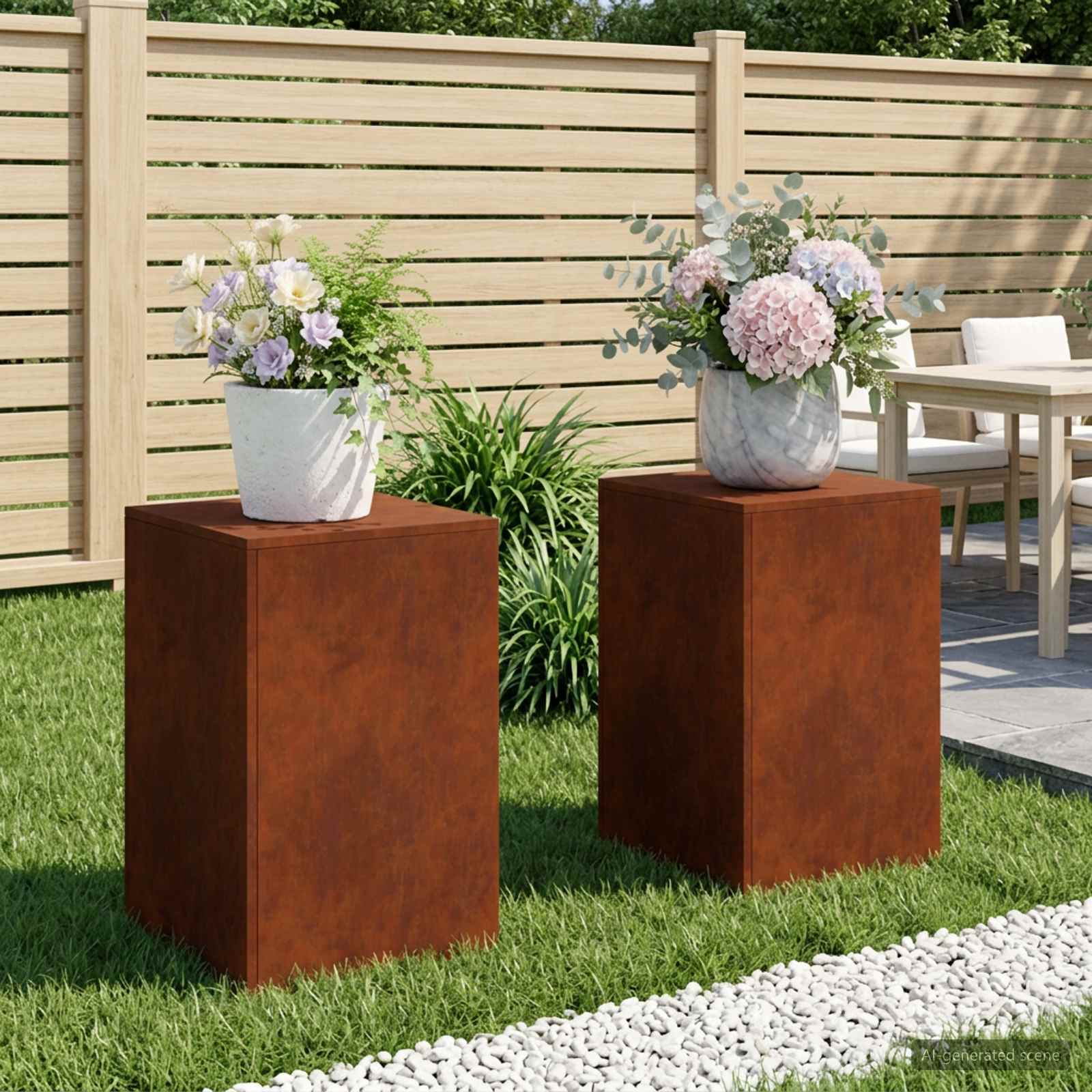 8012543_1.jpg vidaXL Stojan na rastliny 2 pcs Hrdzavý 40 x 40 x 60 cm – Obrázok 1