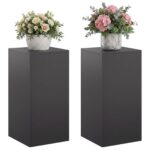 vidaXL Stojan na rastliny 2 pcs Čierna 40 x 40 x 80 cm Oceľ – Obrázok 3