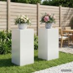 vidaXL Stojan na rastliny 2 pcs Biela 40 x 40 x 80 cm Oceľ