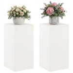 vidaXL Stojan na rastliny 2 pcs Biela 40 x 40 x 80 cm Oceľ – Obrázok 3