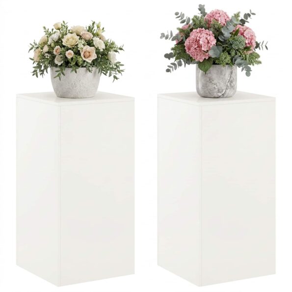 vidaXL Stojan na rastliny 2 pcs Biela 40 x 40 x 80 cm Oceľ – Obrázok 3