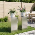 vidaXL Stojan na rastliny 2 pcs Strieborná 40 x 40 x 80 cm Oceľ