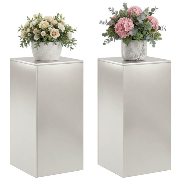 vidaXL Stojan na rastliny 2 pcs Strieborná 40 x 40 x 80 cm Oceľ – Obrázok 3