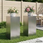 vidaXL Stojan na rastliny 2 pcs Strieborná 40 x 40 x 80 cm