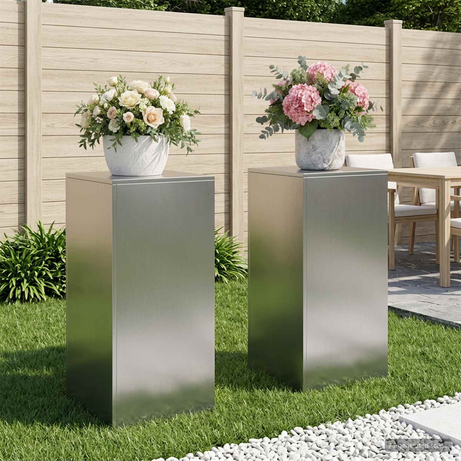 8012555_1.jpg vidaXL Stojan na rastliny 2 pcs Strieborná 40 x 40 x 80 cm – Obrázok 1