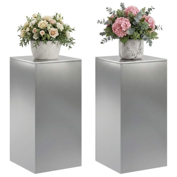 vidaXL Stojan na rastliny 2 pcs Strieborná 40 x 40 x 80 cm – Obrázok 3