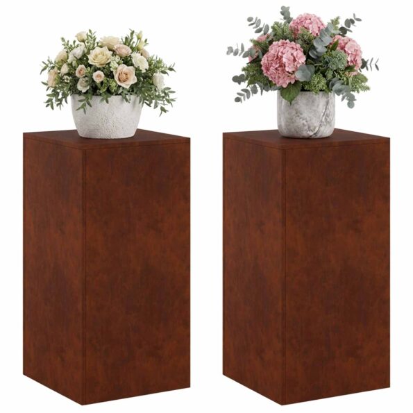 vidaXL Stojan na rastliny 2 pcs Hrdzavý 40 x 40 x 80 cm – Obrázok 3