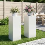 vidaXL Stojan na rastliny 2 pcs Biela 40 x 40 x 100 cm Oceľ