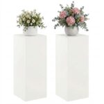vidaXL Stojan na rastliny 2 pcs Biela 40 x 40 x 100 cm Oceľ – Obrázok 3